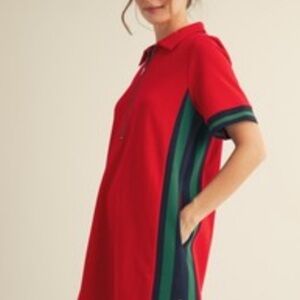 JODIFL Red and Green Zip-Up Dress
